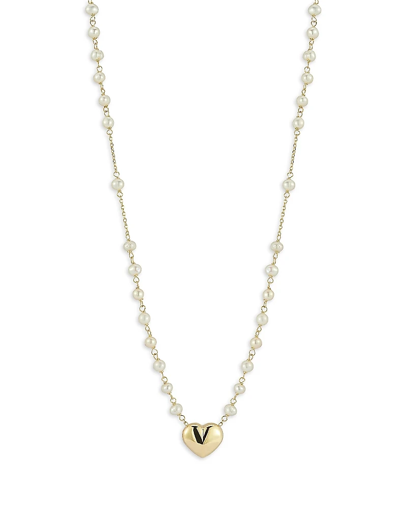 Bloomingdale's Fine Collection Freshwater Pearl Heart Pendant Necklace