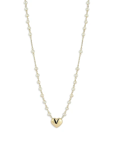 Bloomingdale's Fine Collection Freshwater Pearl Heart Pendant Necklace