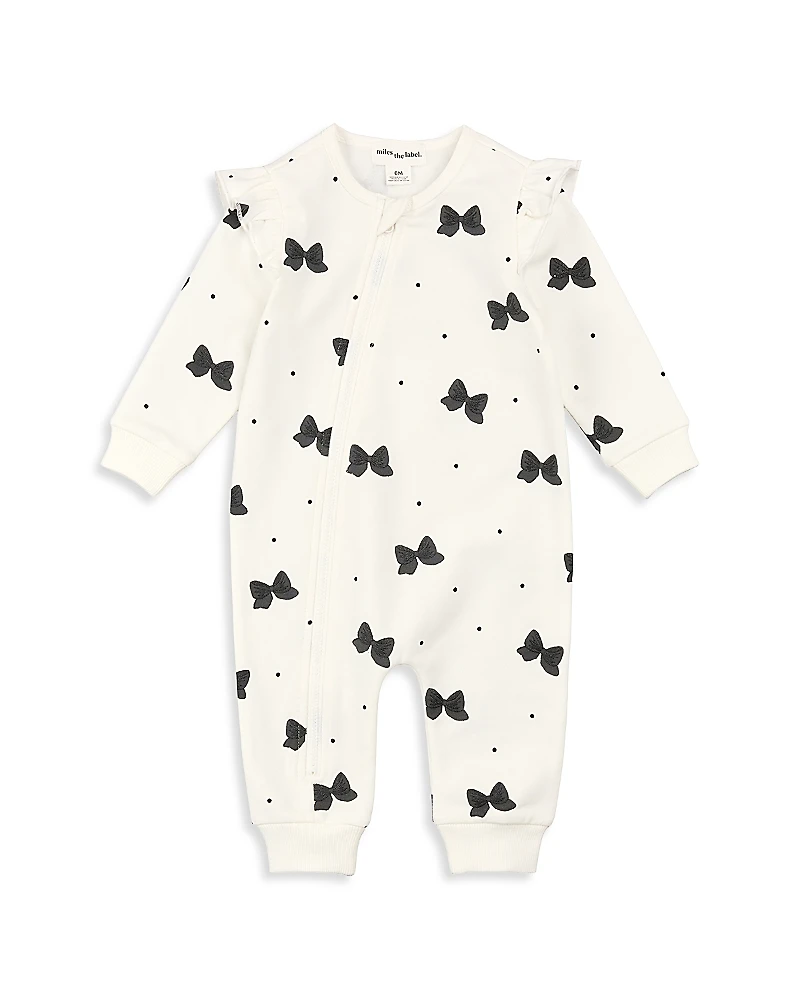 Miles The Label Girls' Glitter Bow Print Ruffled Playsuit - Baby