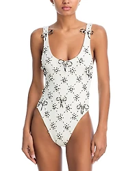 PatBO Grace Beaded One Piece Swimsuit