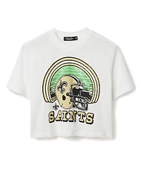 Junk Food Clothing Women's Nfl New Orleans Saints Game Time Mock Neck Crop Tee