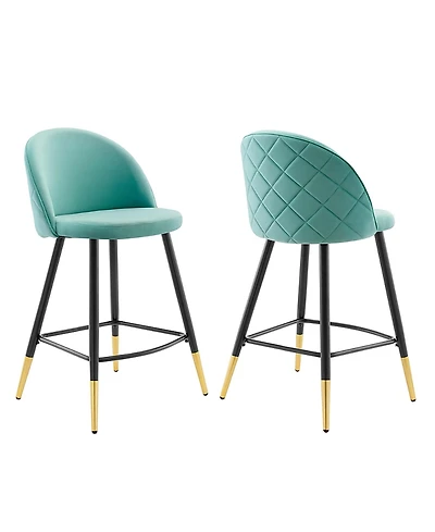 Modway Cordial Performance Velvet Counter Stools, Set of 2