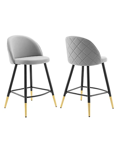Modway Cordial Performance Velvet Counter Stools, Set of 2