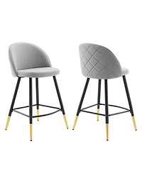 Modway Cordial Performance Velvet Counter Stools, Set of 2