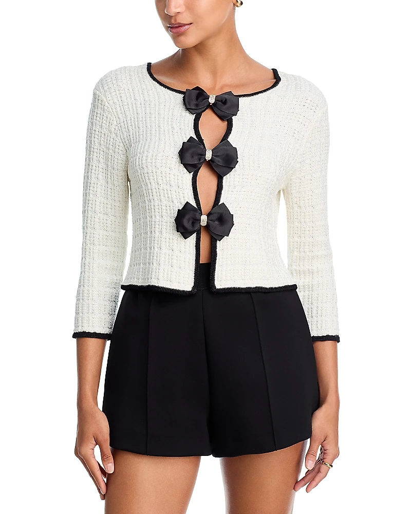 Alice and Olivia Akira Boucle Knit Cardigan