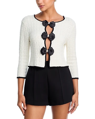 Alice and Olivia Akira Boucle Knit Cardigan