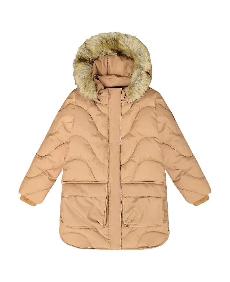 Deux par Girls' Long Wavy Quilt Puffy Winter Coat