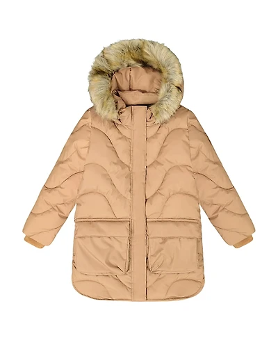 Deux par Girls' Long Wavy Quilt Puffy Winter Coat