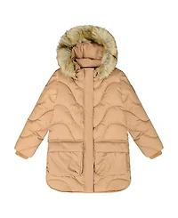 Deux par Girls' Long Wavy Quilt Puffy Winter Coat