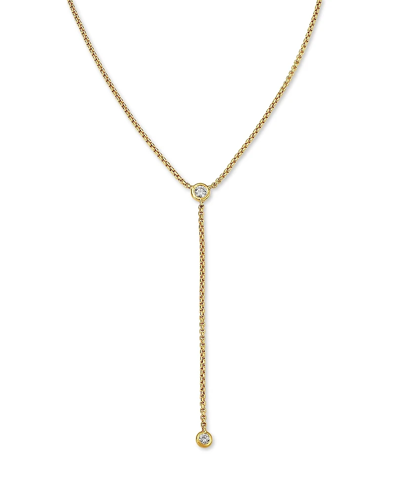Zoe Chicco 14K Yellow Gold Floating Diamonds Bezel Lariat Necklace, 16-18