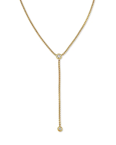 Zoe Chicco 14K Yellow Gold Floating Diamonds Bezel Lariat Necklace, 16-18