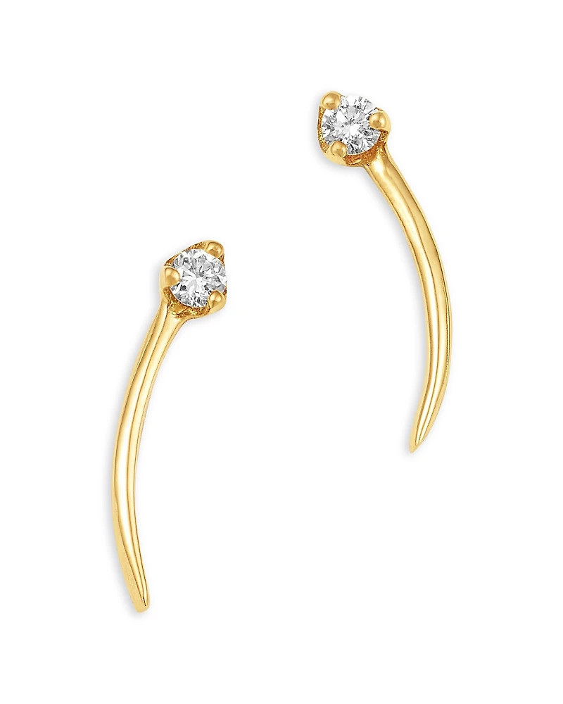 Zoe Chicco 14K Yellow Gold Prong Diamonds Wisp Stud Earrings