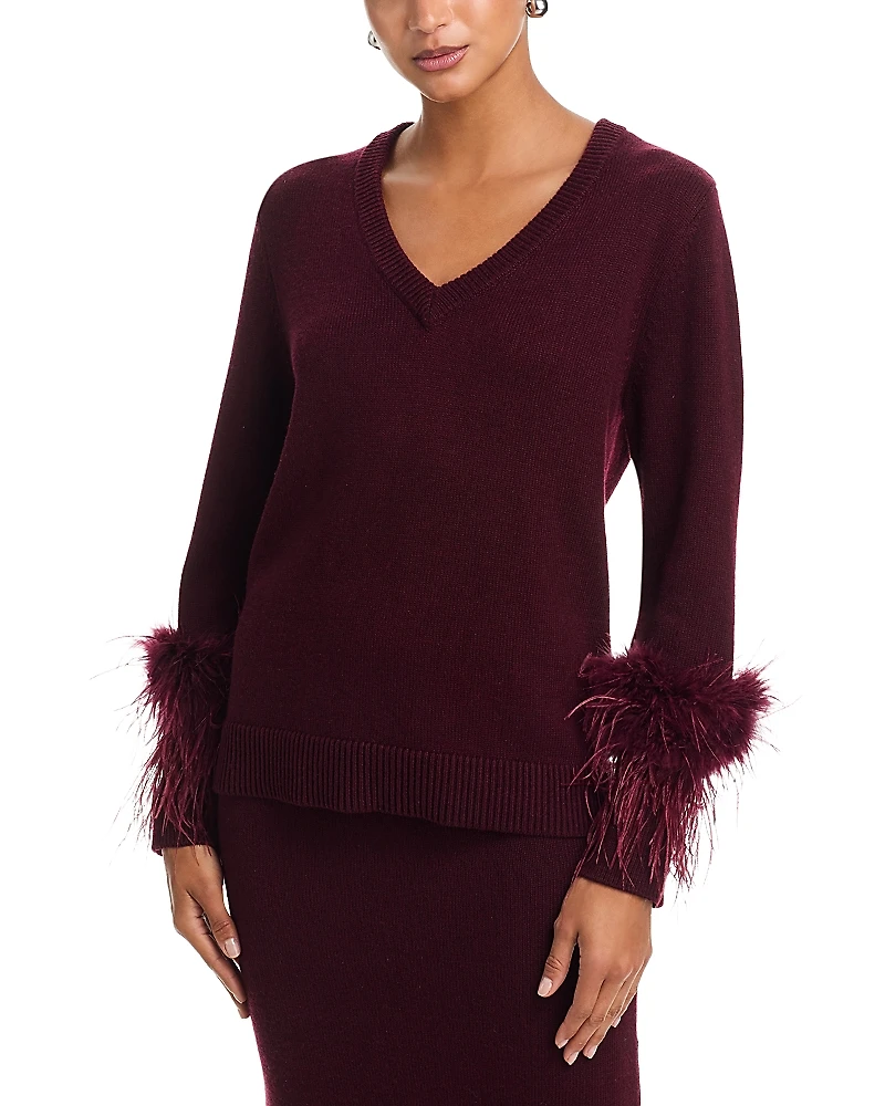 Wayf Bethany Feather Trim Sweater
