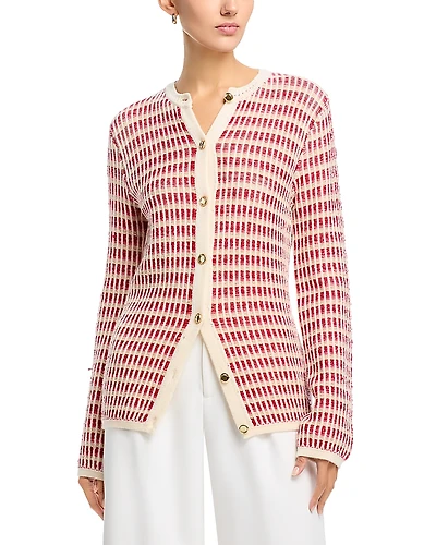 Ramy Brook Ivy Wool Blend Crewneck Cardigan Sweater