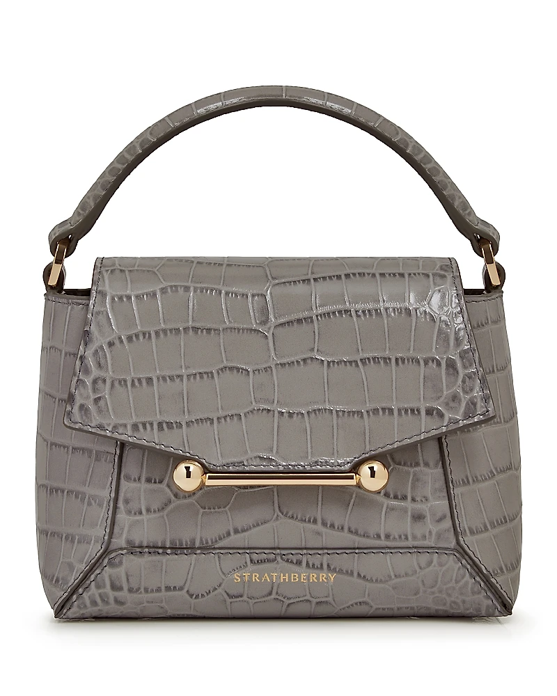 Strathberry Mosaic Nano Soft Embossed Croc Top Handle Bag