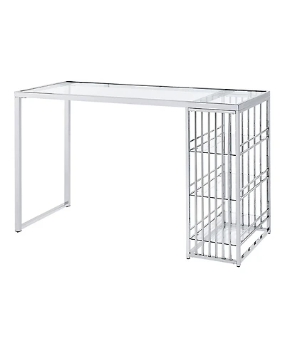 Furniture of America Chelsea Glass Top 3-Shelf Bar Table