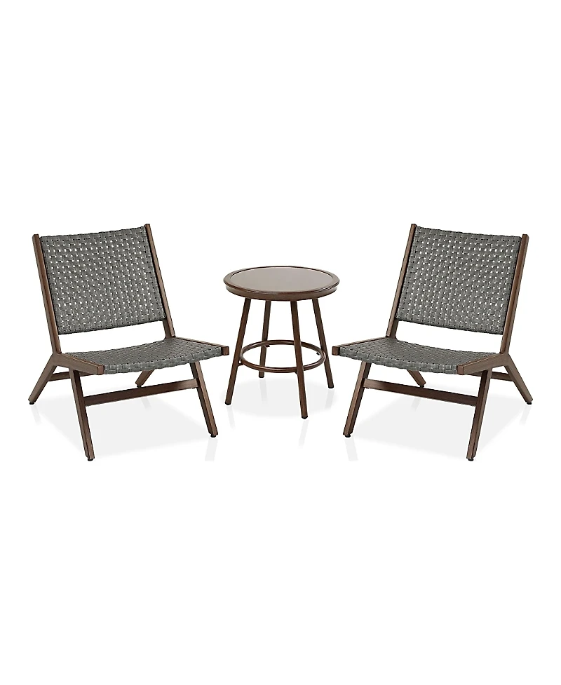Furniture of America Morrow Aluminum and Fe Wicker Outdoor Bistro, Set 3
