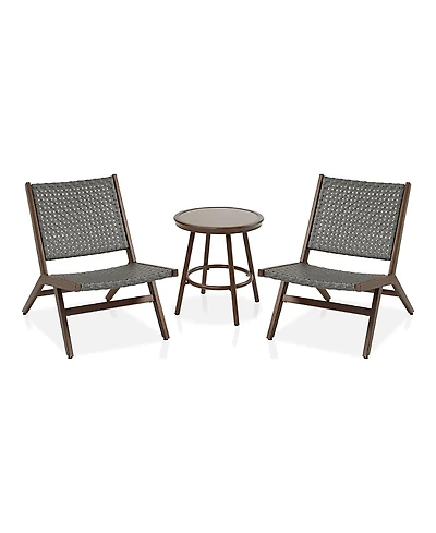 Furniture of America Morrow Aluminum and Fe Wicker Outdoor Bistro, Set 3