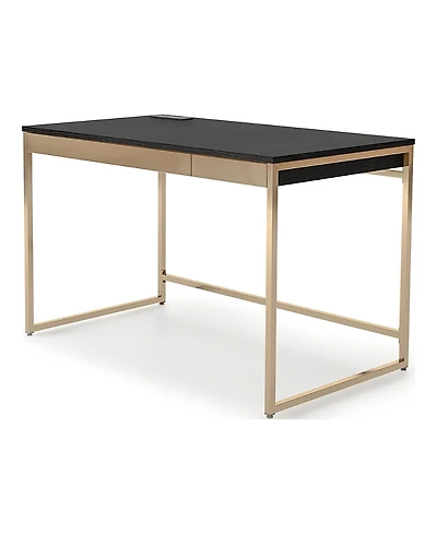 Furniture of America Gallway Steel Base 2-Drawer Writing Desk with Usb Ports and Outlets