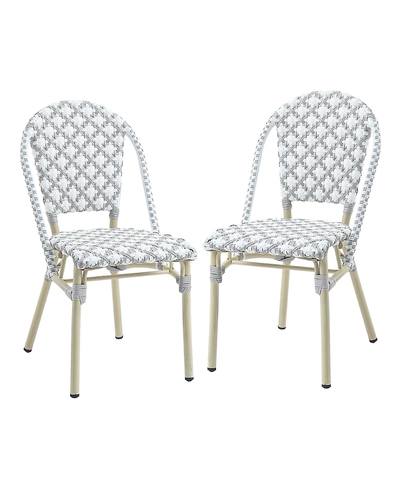 Furniture of America Quade Aluminum and Pe Wicker Patio Dining Chairs, Set 2