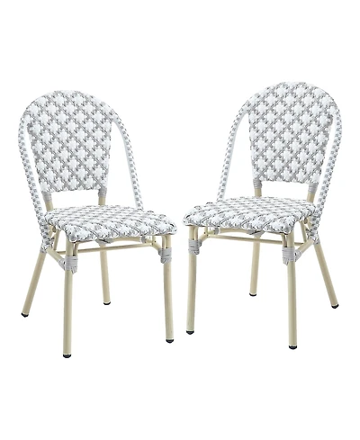 Furniture of America Quade Aluminum and Pe Wicker Patio Dining Chairs, Set 2