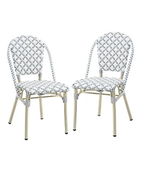 Furniture of America Quade Aluminum and Pe Wicker Patio Dining Chairs, Set 2