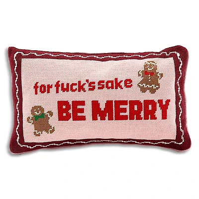 Furbish Studio Be Merry Needlepoint Pillow