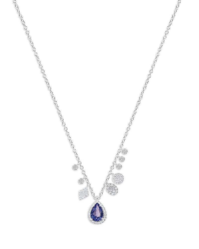 Meira T 14K Blue Sapphire & Diamond Dangle Pendant Necklace