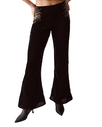 Nasty Gal Star Embellished Velvet Flared Pants