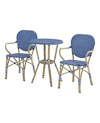 Furniture of America Dimballe Pe Wicker Patio Round Dining Table, Set of 3