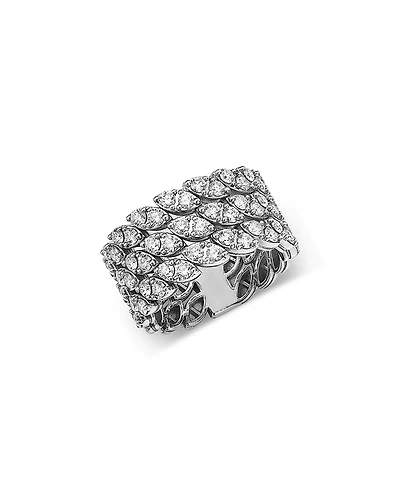 Roberto Coin 18K White Gold Marquesa Diamond Triple Row Cluster Ring