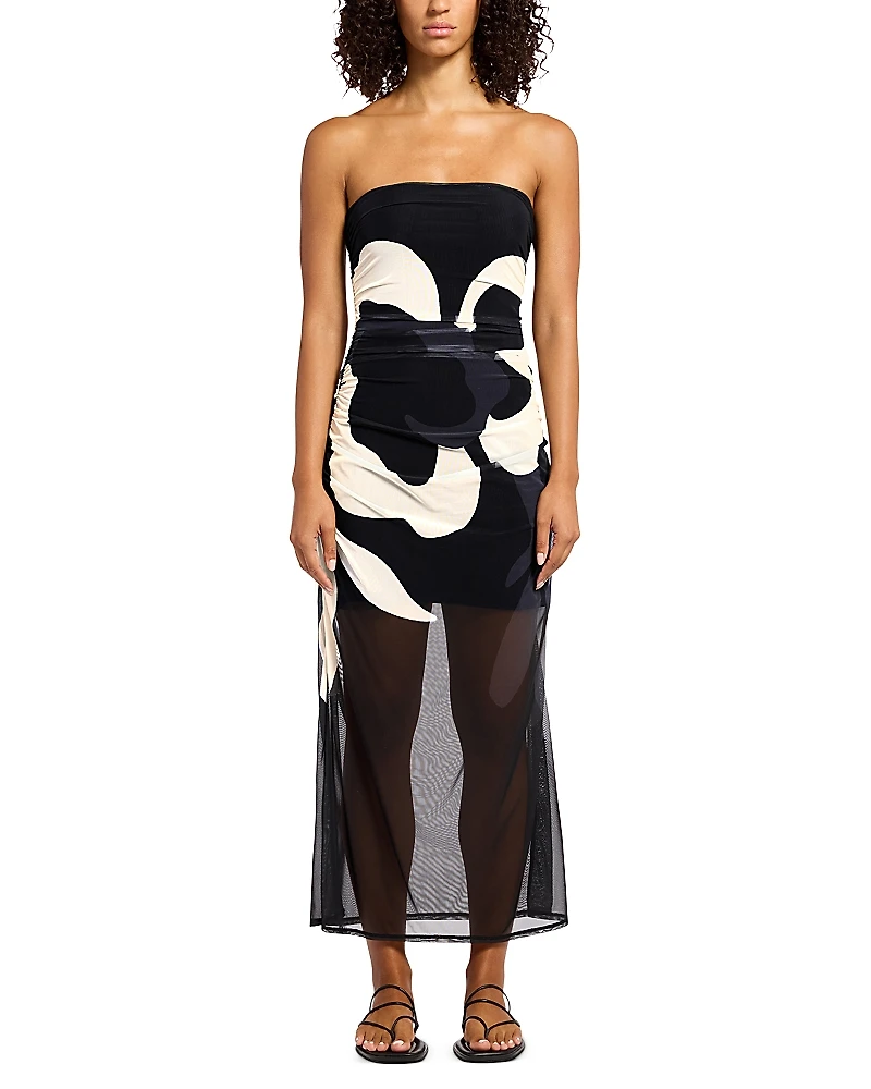 Jets Mesh Strapless Cover Up Dress