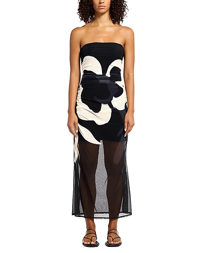 Jets Mesh Strapless Cover Up Dress