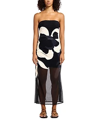 Jets Mesh Strapless Cover Up Dress