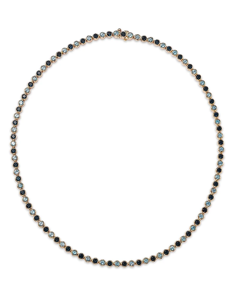 Bloomingdale's Fine Collection London Blue Topaz & Blue Topaz Bezel Set Tennis Necklace