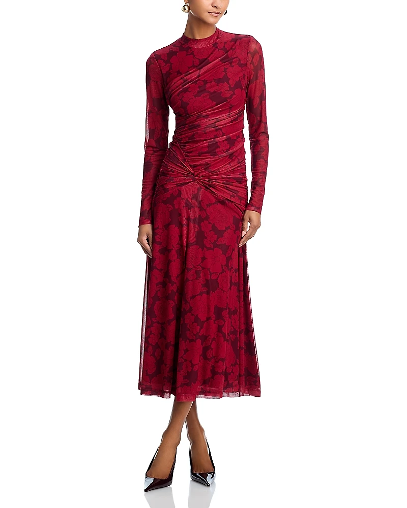 Wayf Selene Ruched Long Sleeve Dress