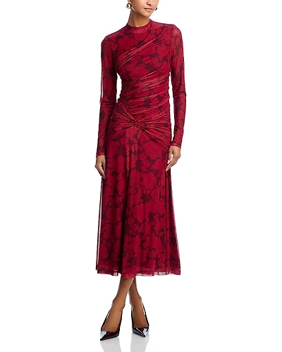 Wayf Selene Ruched Long Sleeve Dress