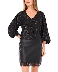 Vince Camuto Sequined Raglan Top