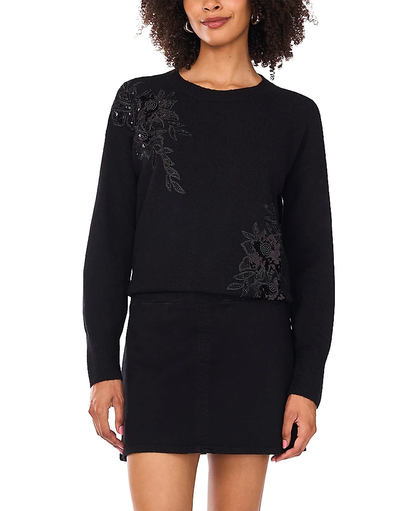 Vince Camuto Embellished Crewneck Sweater