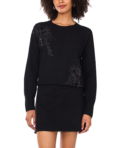 Vince Camuto Embellished Crewneck Sweater