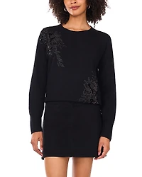 Vince Camuto Embellished Crewneck Sweater