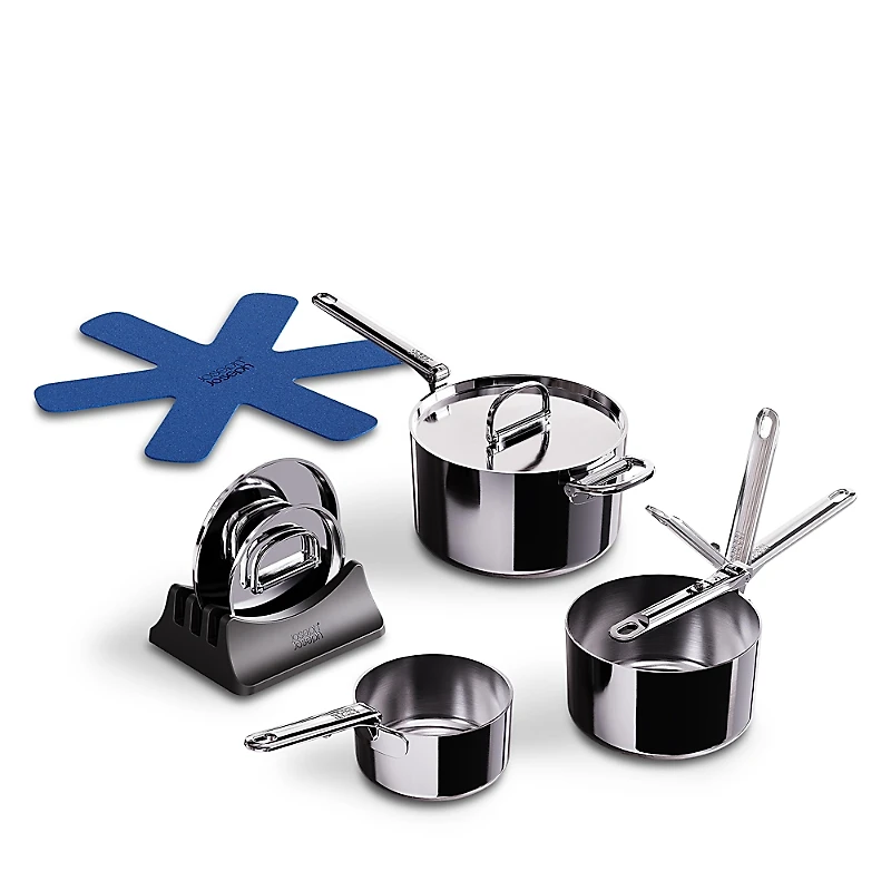 Joseph Joseph Space Steel Six Piece Stainless Steel Saucepan Set with Folding Handles