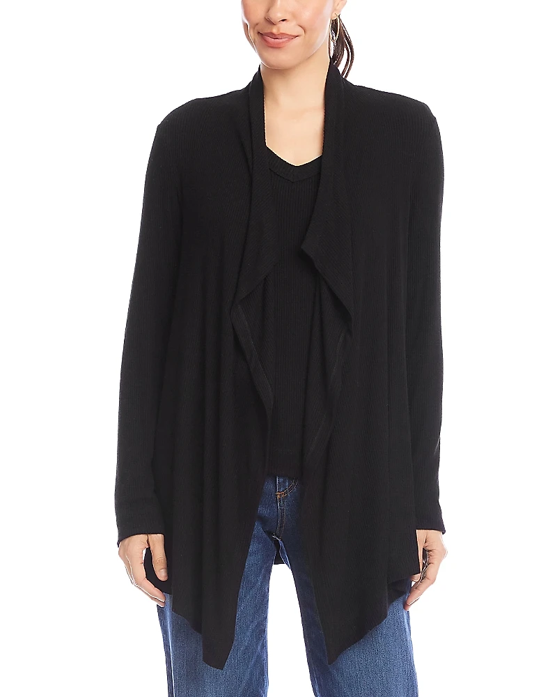 Karen Kane Ribbed Drape Front Cardigan