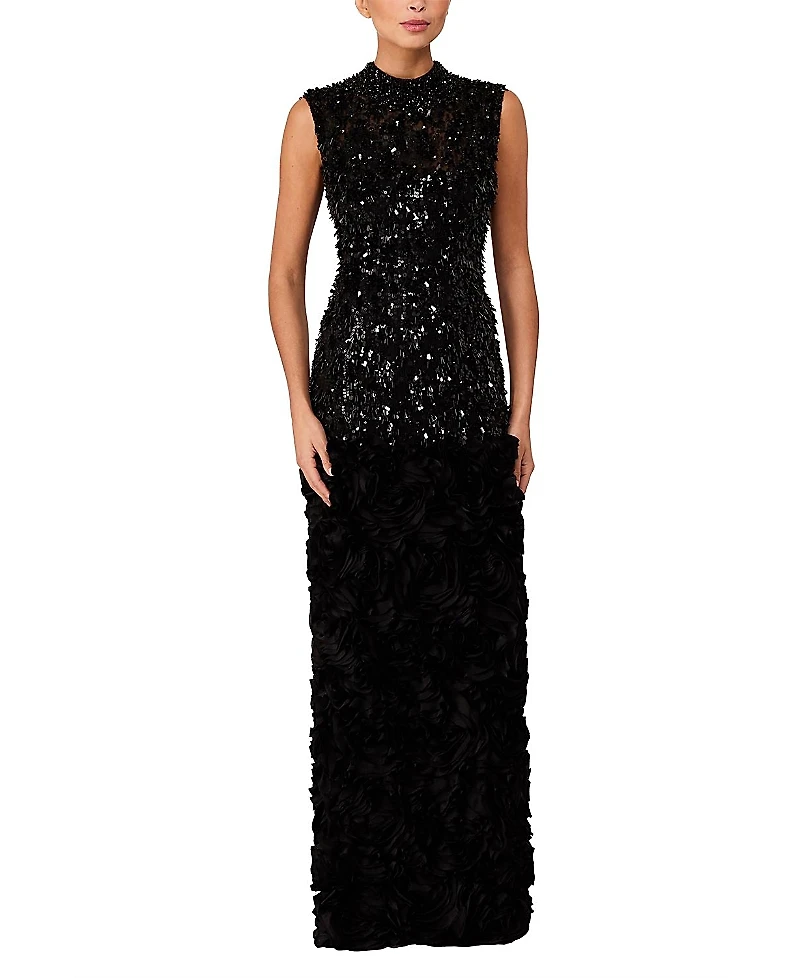 Jenny Packham Julianne Sequin-Embellishment Ruffle Maxi Dress