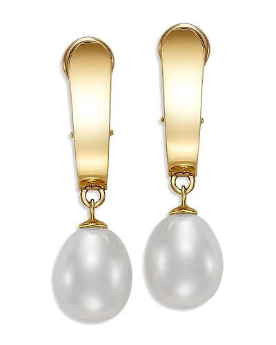 Bloomingdale's Fine Collection Freshwater Pearl Huggie Hoop Earrings