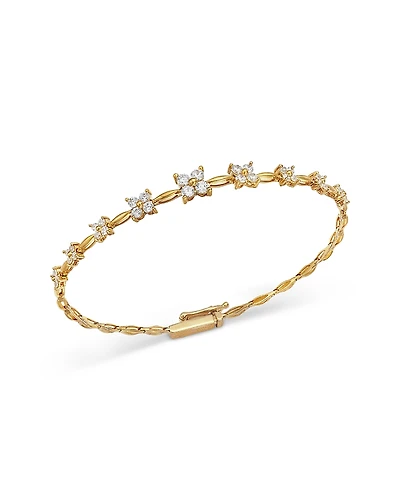 Bloomingdale's Fine Collection Diamond Flower Quad Cluster Graduated Station Bracelet