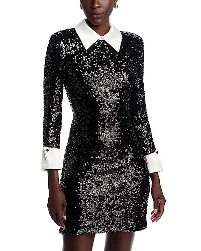 Eliza J Collared Sequin Dress