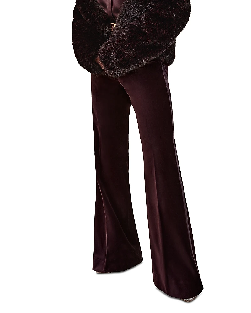 Reiss Petite Elia Velvet Flare Trousers