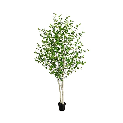 Nearly Natural 8' Artificial Birch Tree with Real Touch Leaves