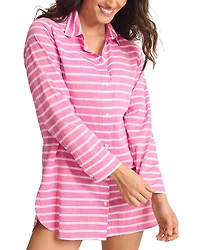 Tommy Bahama Coastline Stripe Boyfriend Shirt Swim Cover-Up